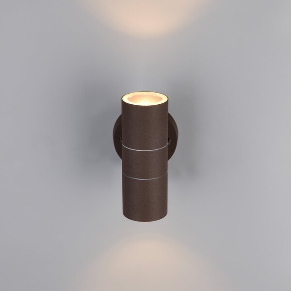 Trio Lighting Vanjska zidna lampa Turia, boje hrđe, visine 16 cm, metalna, prigušiva, Smeđa / hrđa, Aluminij