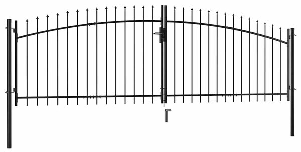 Vrata ograde WOERDEN 400 x 150 cm Čelik Siva Može se zaključati - 400 x 100 cm Crna