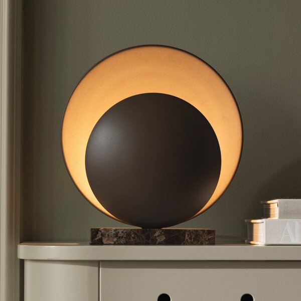 Globen Lighting ORBIT stolna lampa, smeđa, visina 32 cm, mramorno podnožje, Smeđa / hrđa, Dnevni boravak/blagovaonica, Metal