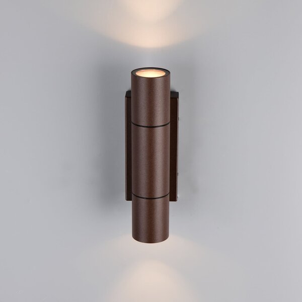 Trio Lighting Yamuna vanjska zidna svjetiljka, boje hrđe, visine 23 cm, metalna, IP65, prigušiva, Smeđa / hrđa, Aluminij