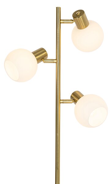 Podna lampa zlatna s opalskim staklom 3-svjetla podesiva - Anouk