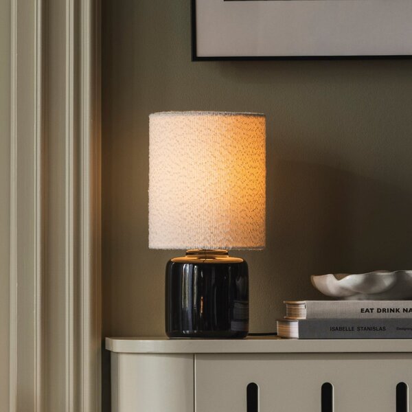 Globen Lighting Florian stolna lampa, bijela/crna, visina 39 cm, Bijela, Dnevni boravak/blagovaonica, Tkanina / tekstil, Stojeći kišobran za stol