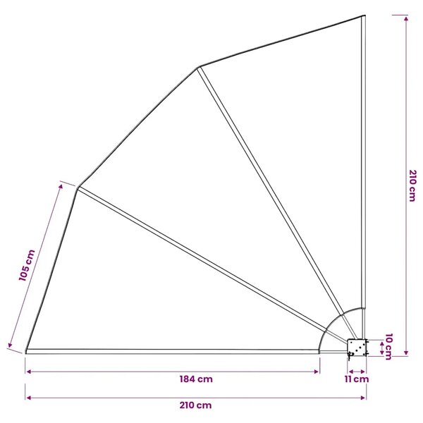 Sklopiva bočna tenda siva 210 x 210 cm - Siva 210 x 210 cm