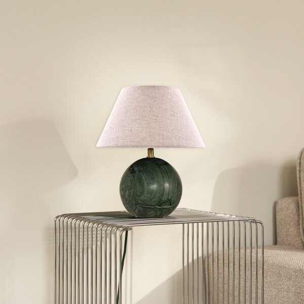 Globen Lighting Castello stolna lampa, zelena/bež, visina 28 cm, Bež, Dnevni boravak/blagovaonica, Tkanina / tekstil