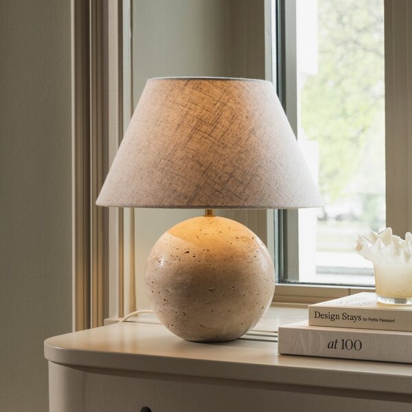 Globen Lighting Castello stolna lampa, bež/bež, visina 38 cm, Bež, Dnevni boravak/blagovaonica, Tkanina / tekstil
