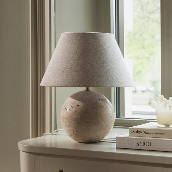 Globen Lighting Castello stolna lampa, bež/bež, visina 38 cm, Bež, Dnevni boravak/blagovaonica, Tkanina / tekstil