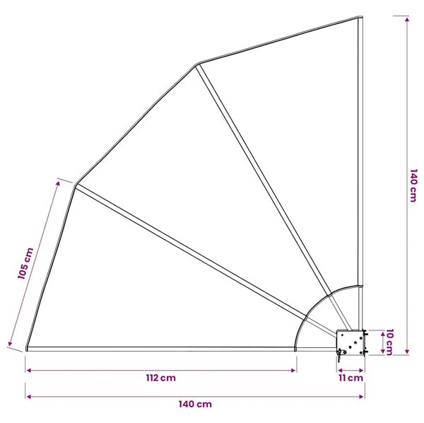Sklopiva bočna tenda siva 140 x 140 cm - Siva 140 x 140 cm