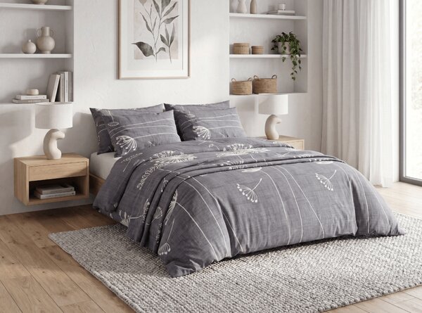Pamučna posteljina SOFT MEADOW siva Dimenzije posteljine: 70 x 90 cm | 140 x 200 cm