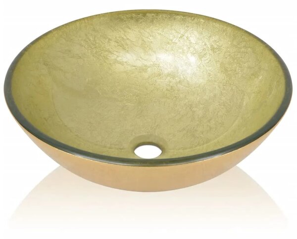 Lavabo - Umivaonik Kaljeno Staklo 42 cm Zlatna boja - Zlatno Bez slavine