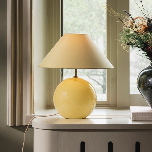 Globen Lighting Stolna lampa IRIS, žuta/žuta, visina 39 cm, Žuta, Dnevni boravak/blagovaonica, Tkanina / tekstil