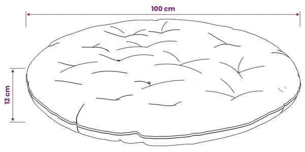 Papasan jastučić VIANEN 100% poliester Antracit Ø 100 x 12 cm - Antracit 100 x 100 x 12 cm
