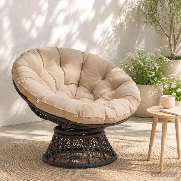Papasan jastučić VIANEN 100% poliester Krem Ø 100 x 12 cm - Krem 100 x 100 x 12 cm