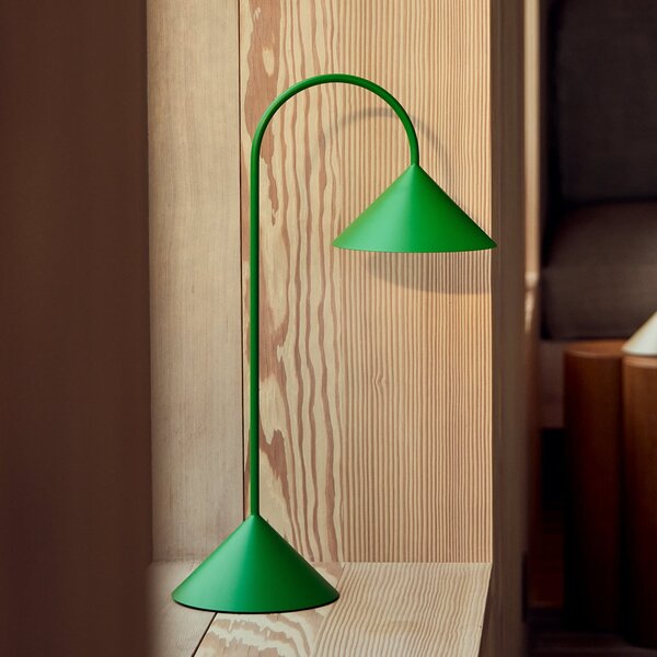 FRANDSEN LED stolna lampa na baterije Grasp, zelena, visina 47 cm, prigušiva, Zelena, Metal