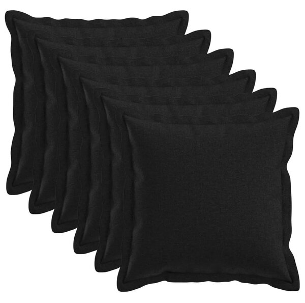 Presvlaka za jastuk 6 pcs HOUTEN Crna 50 x 50 cm Umjetni lan - Crna 50 x 50 cm 6