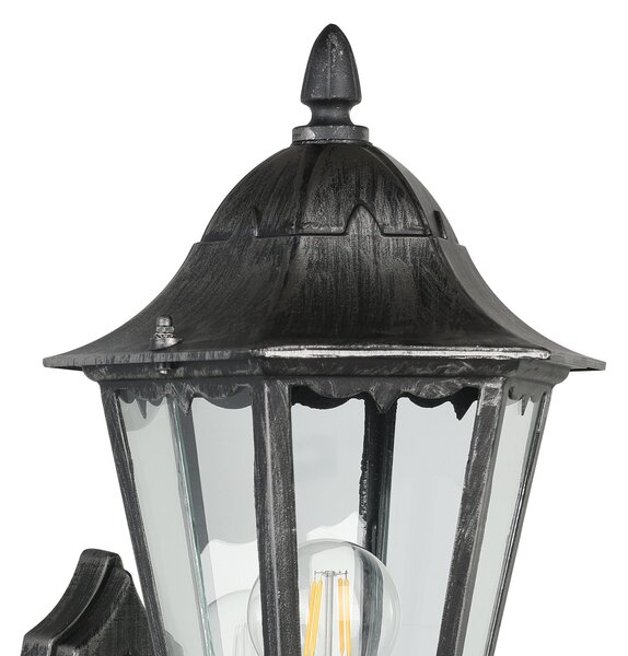 EGLO Navedo vanjska zidna svjetiljka, crna/srebrna, visina 42 cm, senzor, Crno, Aluminij