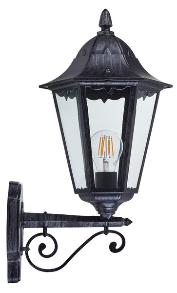 EGLO Navedo vanjska zidna svjetiljka, crna/srebrna, visina 47 cm, okrenuta prema gore, Crno, Aluminij