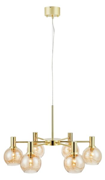 Markslöjd Viseća svjetiljka Ambra, mesing/jantar, staklo, Ø 75 cm, prigušiva, Bež, Dnevni boravak/blagovaonica, Metal