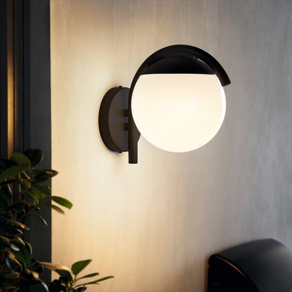 EGLO Prata Vecchia vanjska zidna lampa, crna, visina 26 cm, metal, Crno, Plastika