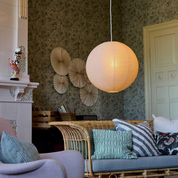 PR Home Haru viseća svjetiljka, bež, Ø 50 cm, papir, E27, bijeli kabel, prigušiva, Bež, Dnevni boravak/blagovaonica, Papirnati karton, Metak