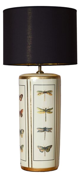 PR Home Stolna lampa Lucca, crna, visina 67 cm, lanena tkanina, keramika, Crno, Dnevni boravak/blagovaonica, Tkanina / tekstil