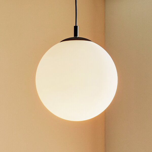 ALDEX Viseća lampa 562, mat staklo, crni poklopac/nadstrešnica, prigušiva, Bijela, Dnevni boravak/blagovaonica, Staklo, Metak