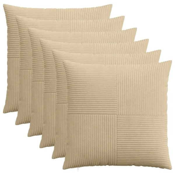 Presvlaka za jastuk 6 pcs ALMELO Siva zelena 55 x 55 cm Kord - Svijetlo zelena siva 55 x 55 cm 6