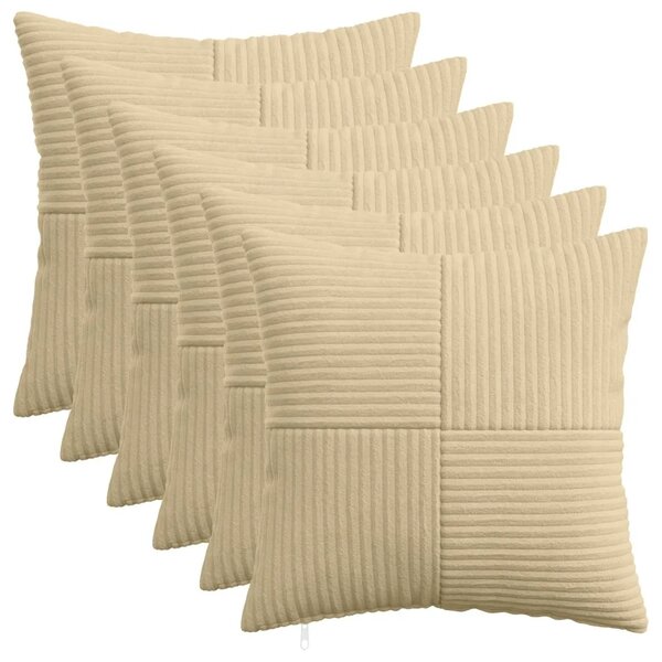 Presvlaka za jastuk 6 pcs ALMELO Siva zelena 30 x 30 cm Kord - Svijetlo zelena siva 30 x 30 cm 6