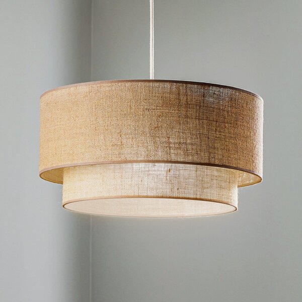 Duolla Boho viseća lampa, smeđa, Ø 45 cm, tkanina, prigušiva, Smeđa / hrđa, Dnevni boravak/blagovaonica, Tkanina / tekstil