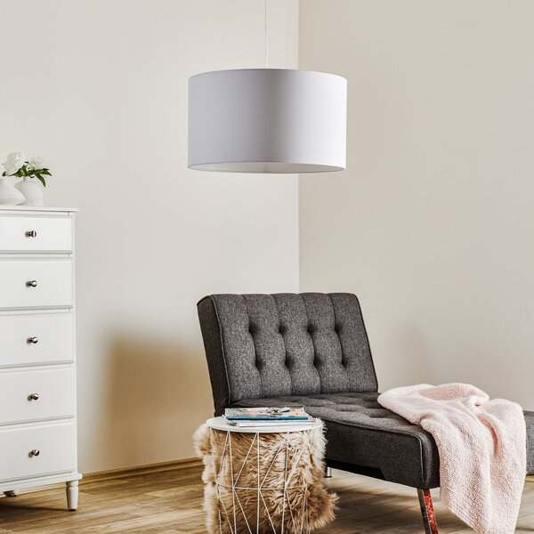 Duolla Viseća lampa na kotačiću, bijela, Ø 45 cm, prigušiva, Bijela, Dnevni boravak/blagovaonica, Tkanina / tekstil