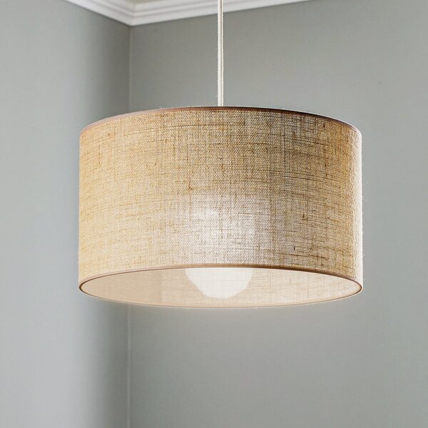 Duolla Viseća lampa od jute, cilindrična, prirodno smeđa, Ø40cm, 1 žarulja., prigušiva, Smeđa / hrđa, Dnevni boravak/blagovaonica, Tkanina / tekstil