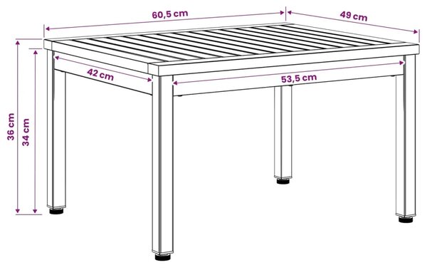 Stolić za kavu Prirodna i crna 50 x 60 5 x 36 cm - 50 x 60 5 x 36 cm Prirodna i crna