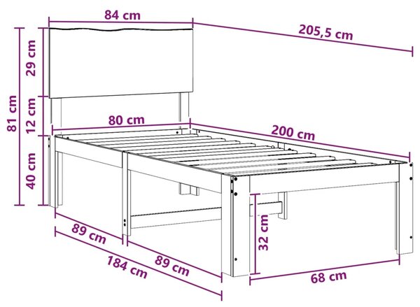 Krevet s uzglavljem ROSTOCK Bijela 80 x 200 cm - Bijela 80 x 200 cm