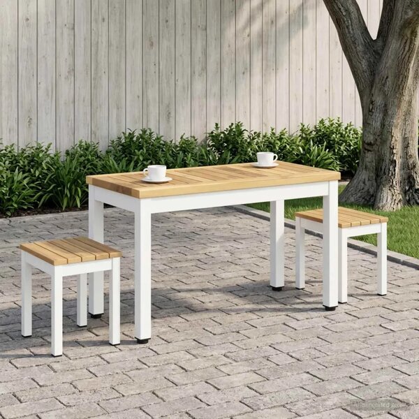Stolić za kavu Bijela 60 5 x 30 x 36 cm Čvrsto drvo akacije - 60 5 x 30 x 36 cm Bijela