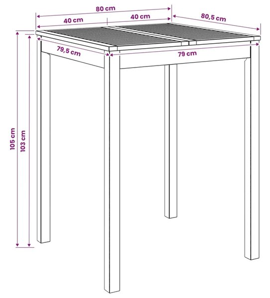 Stol za bar u vrtu Prirodna 80 x 80 5 x 105 cm - Prirodna 80 x 80 5 x 105 cm