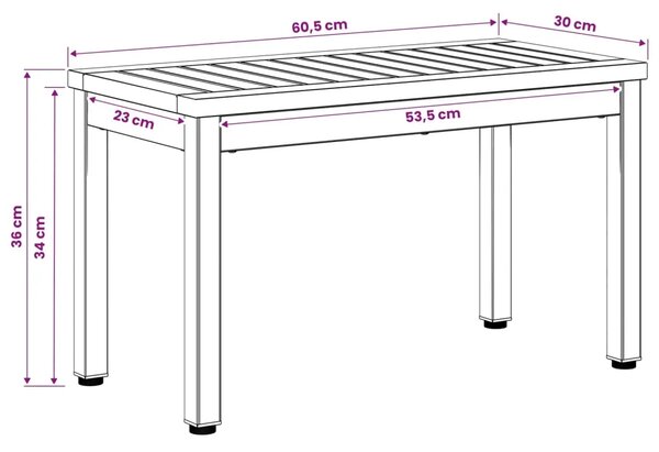 Stolić za kavu Bijela 60 5 x 30 x 36 cm Čvrsto drvo akacije - 60 5 x 30 x 36 cm Bijela