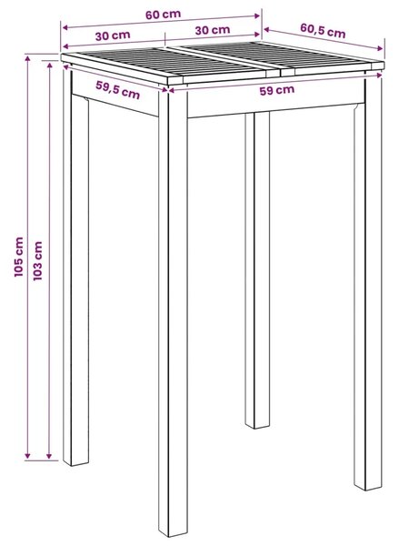 Stol za bar u vrtu Bijela 60 x 60 5 x 105 cm - Bijela 60 x 60 5 x 105 cm