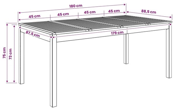 Stol za večeru u vrtu Prirodna 180 x 88 5 x 75 cm - Prirodna 180 x 88 5 x 75 cm