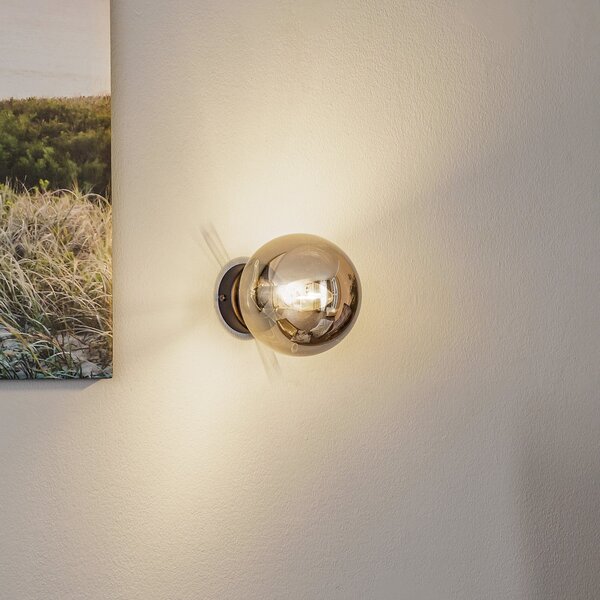 EMIBIG LIGHTING Zidna svjetiljka Glassy, crna, grafit, staklo, E14, Ø 14 cm, prigušiva, Crno, Dnevni boravak/blagovaonica, Staklo, Metak