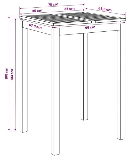 Stol za bar u vrtu Prirodna 70 x 68 5 x 105 cm - Prirodna 70 x 68 5 x 105 cm