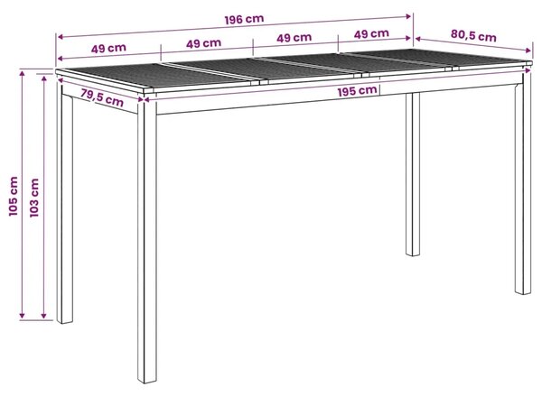 Stol za bar u vrtu Prirodna 196 x 80 5 x 105 cm - Prirodna 196 x 80 5 x 105 cm