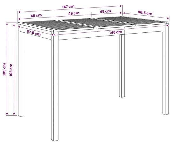Stol za bar u vrtu Prirodna 147 x 88 5 x 105 cm - Prirodna 147 x 88 5 x 105 cm