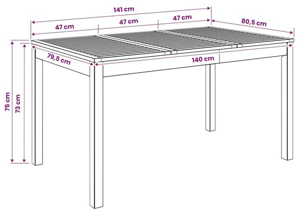 Stol za večeru u vrtu Prirodna 141 x 80 5 x 75 cm - Prirodna 141 x 80 5 x 75 cm