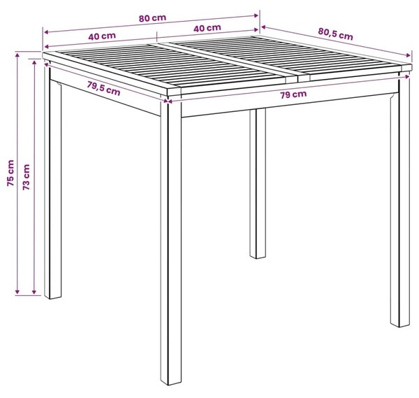 Stol za večeru u vrtu Prirodna 80 x 80 5 x 75 cm - Prirodna 80 x 80 5 x 75 cm