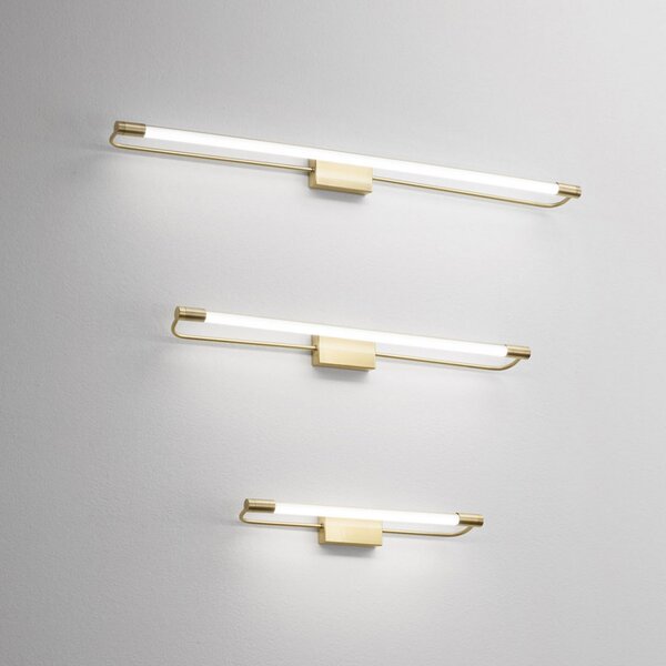 Fabas Luce Rapallo LED zidna svjetiljka, mesing, IP44, 80 cm, Zlato / mjed, Područje hodnika, Metal