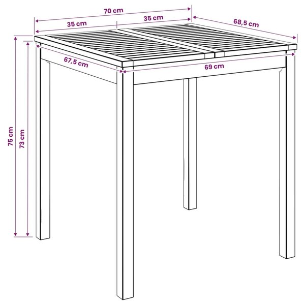 Stol za večeru u vrtu Prirodna 70 x 68 5 x 75 cm - Prirodna 70 x 68 5 x 75 cm