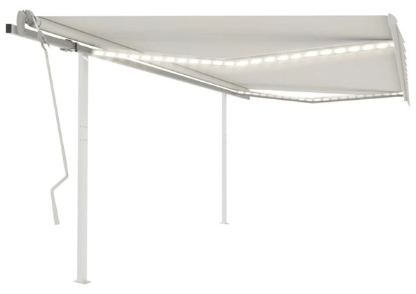 VidaXL Tenda na ručno uvlačenje s LED svjetlima 4 x 3,5 m krem