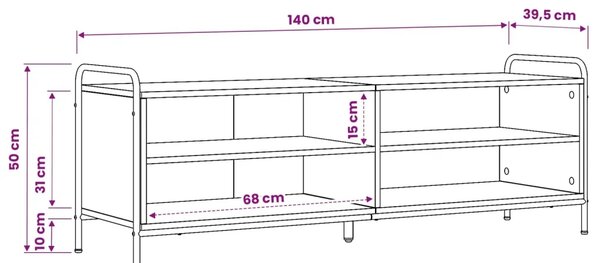 TV ormar 140 x 39 5 x 50 cm Hrast artisan Konstruirano drvo - Hrast artisan 80 x 39 5 x 50 cm