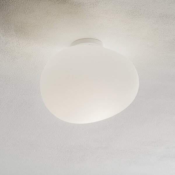 Foscarini Gregg medijska staklena stropna lampa, 27 cm, prigušiva, Bijela, Dnevni boravak/blagovaonica, Staklo