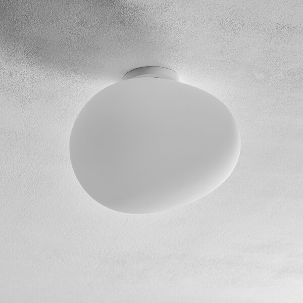 Foscarini Gregg medijska staklena stropna lampa, 27 cm, prigušiva, Bijela, Dnevni boravak/blagovaonica, Staklo