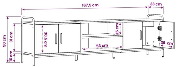 TV ormar 167 5 x 33 x 50 cm Hrast sonoma Konstruirano drvo - Hrast sonoma 167 5 x 33 x 50 cm